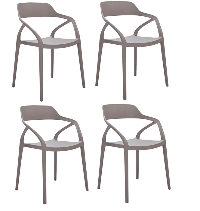 Heavy Duty Plastic Open Back Dining Arm Chair (Set of 4) - Gray