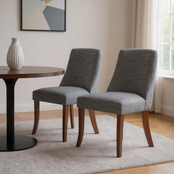 Solid Wood Dining Parsons Chairs (Set of 2) - Gray / Brown