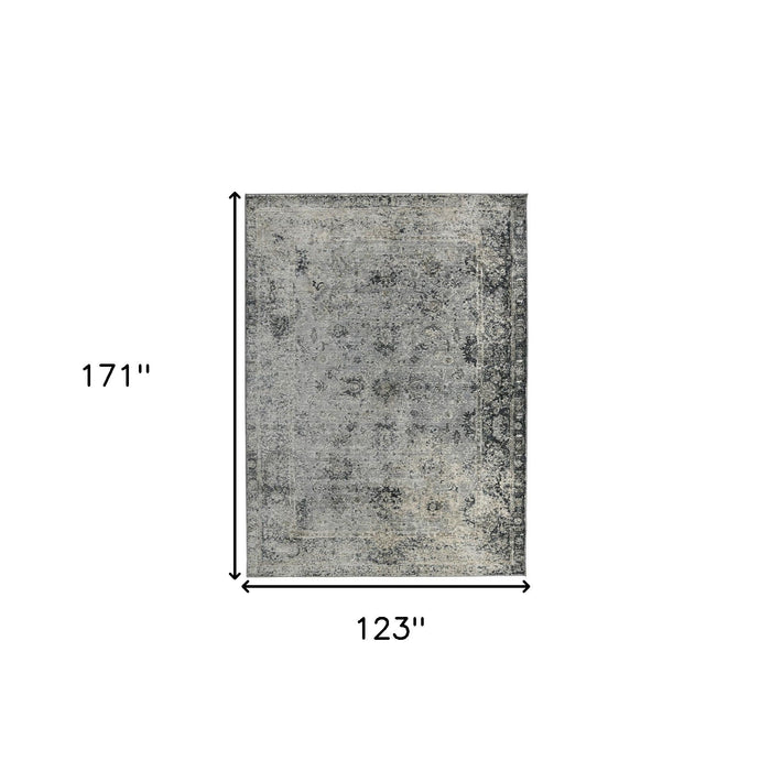 10' X 14' Floral Medallion Area Rug - Gray And Black