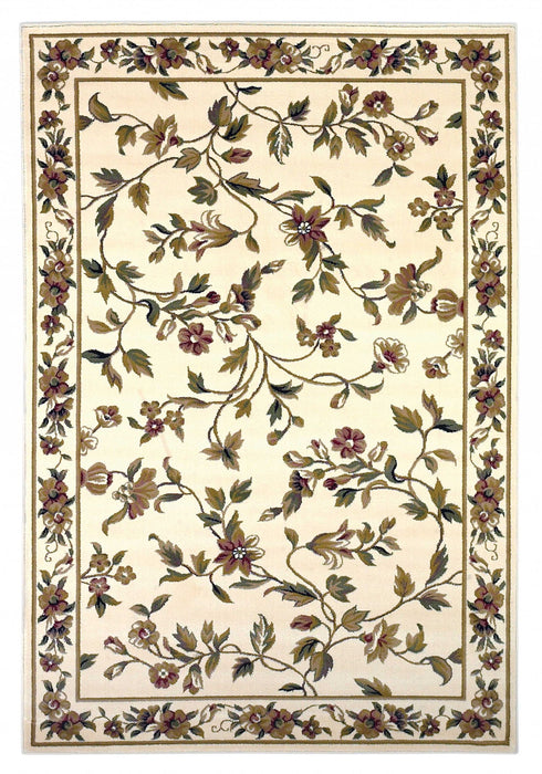8' x 11' Machine Woven Floral Vines Indoor Area Rug - Ivory