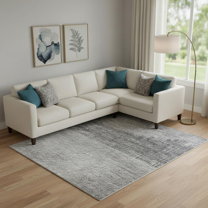 10' X 14' Striped Washable Area Rug With UV Protection (706819) - Artichoke Green / Gray