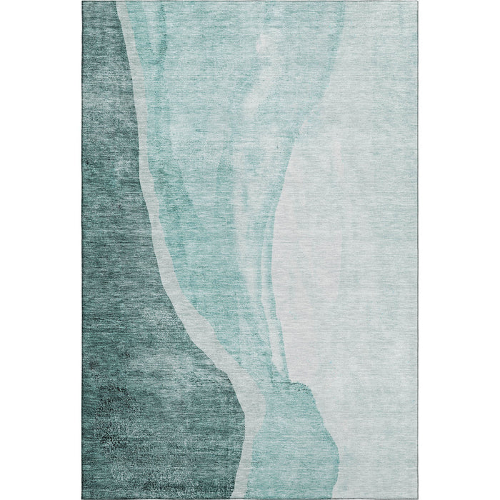 9' X 12' Abstract Washable Area Rug With UV Protection (655336) - Teal / Ivory