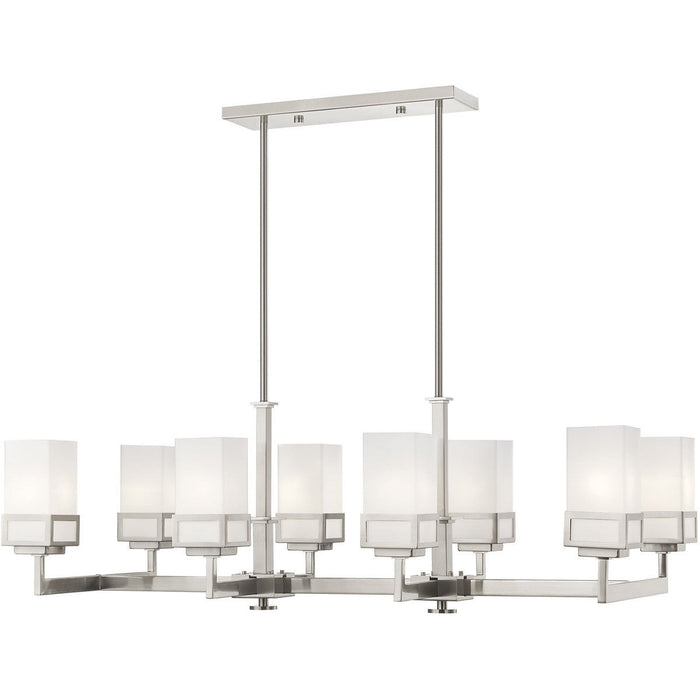20'' Eight Light Dimmable Chandelier With Shades - Nickel
