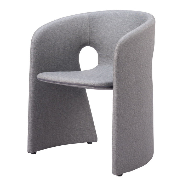 Upholstered In Faux Leather Dining Chair With Arms - Gray