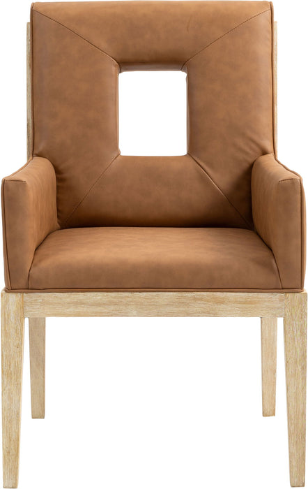 Gwendolyn - Faux Leather Dining Arm Chair With Natural Frame