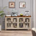 Giga elegant 4-door sideboard with tempered glass doors, showcasing a stylish wooden cabinet with modern design and storage space.