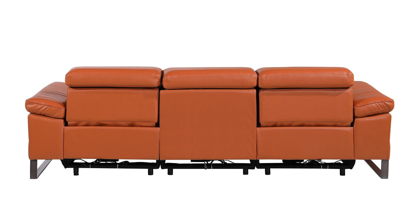 Top Grain Leather Reclining Metal USB Sofa (720329) - Camel
