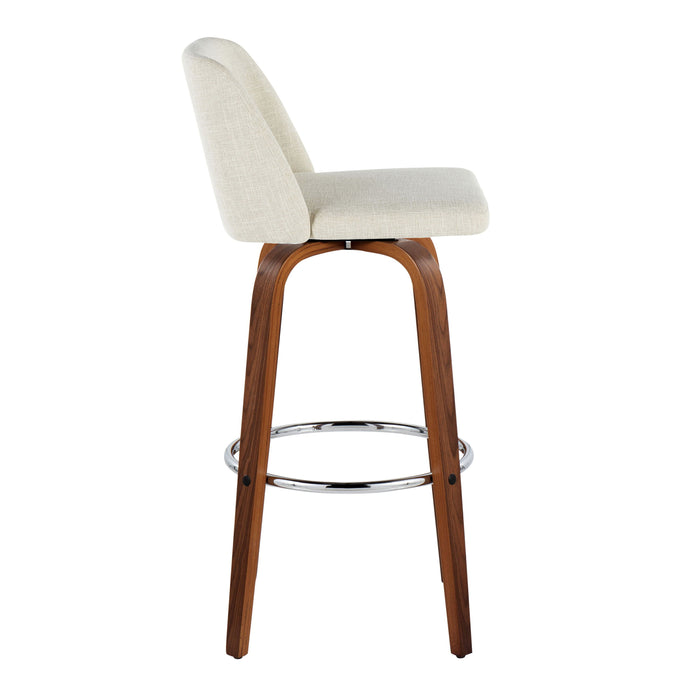 Toriano - 30" Fixed-height Barstool (Set of 2) - Beige And Dark Brown