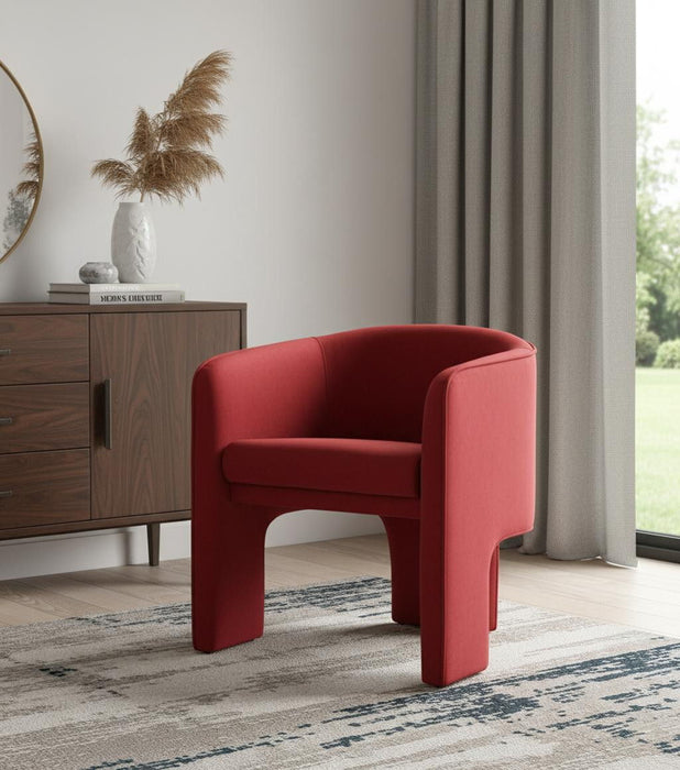 Contemporary Velvet Three Legged Chair - Dark Burnt Orange