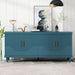 Blue Giga 4-door accent cabinet with large storage for living room, featuring a modern design and ample interior space.