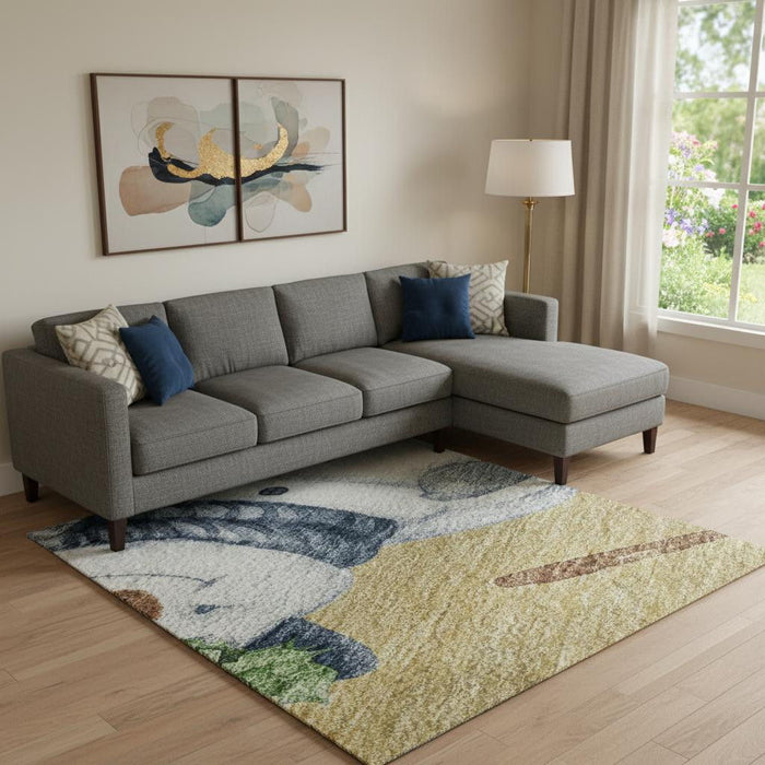 10' X 14' Geometric Washable Area Rug With UV Protection (702407) - Gold / Blue / Green