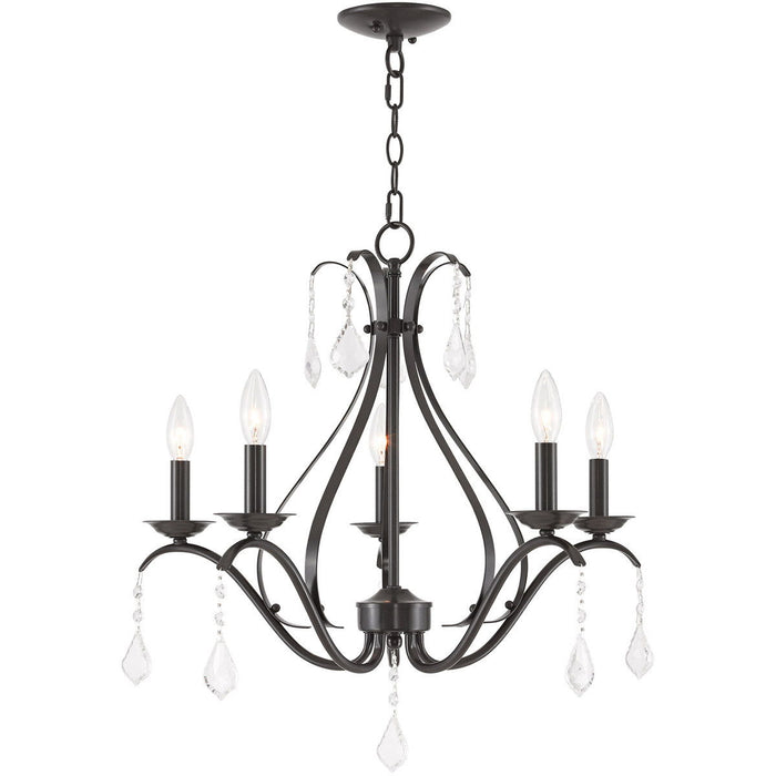 23" Five-Light Dimmable Chandelier With Shades - Bronze