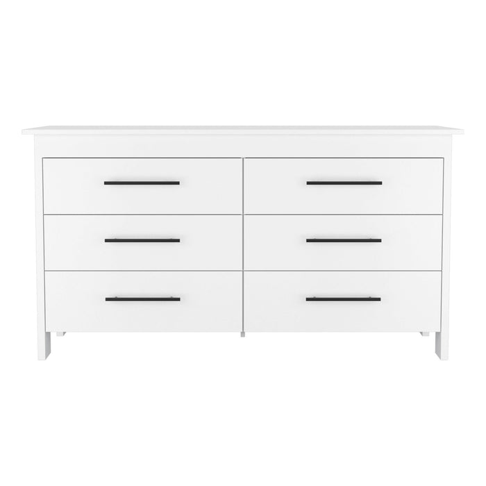 59" Six Drawer Double Dresser - White
