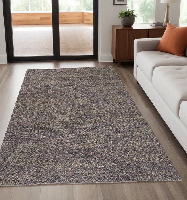 5' x 8' Wool Hand Woven Distressed Area Rug - Purple And Gray