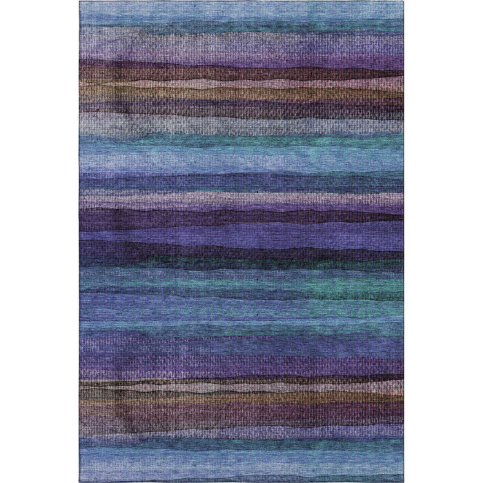 10' X 14' Striped Washable Area Rug With UV Protection (717584) - Blue / Purple