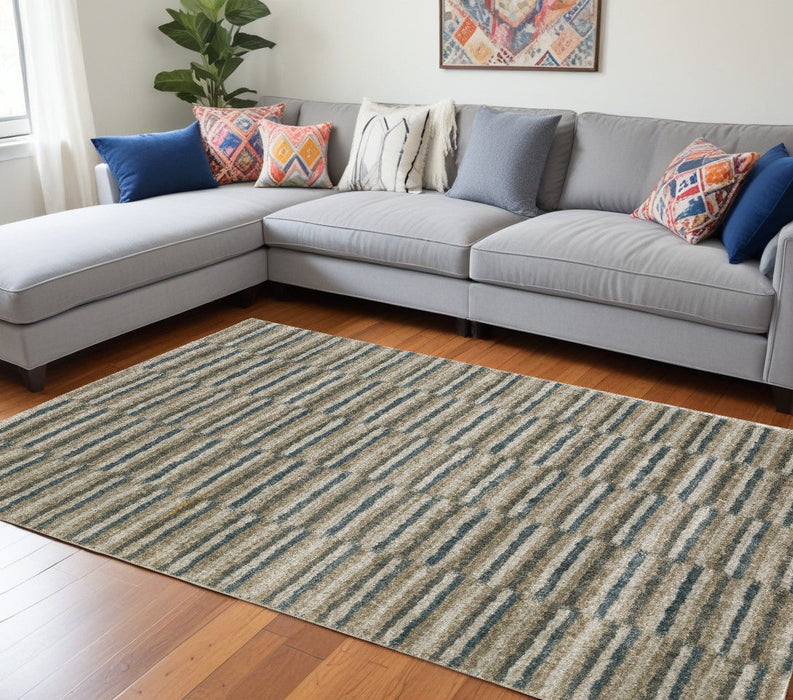 8' x 11' Geometric Power Loom Area Rug - Teal Blue