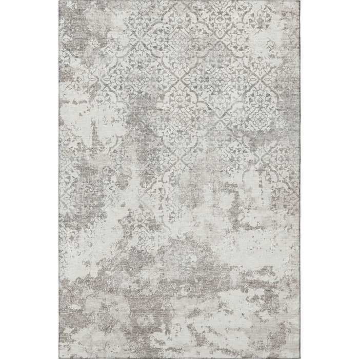 10' X 14' Abstract Washable Area Rug With UV Protection - Ivory And Gray