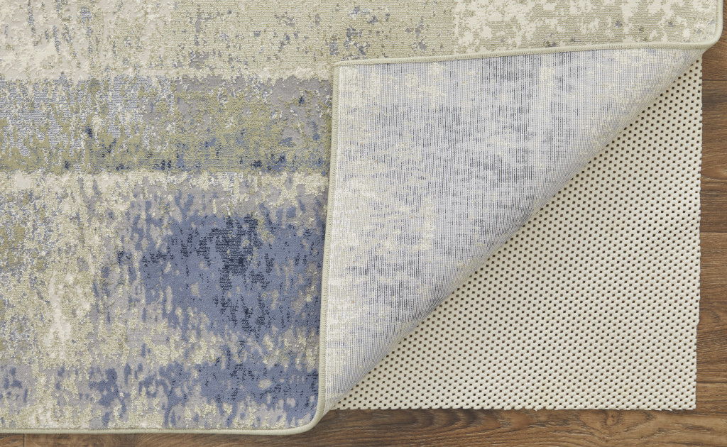 8' x 10' Abstract Power Loom Distressed Area Rug - Blue Green And Ivory