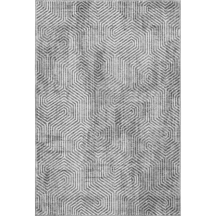 10' X 14' Geometric Washable Area Rug With UV Protection (672530) - Silver / Gray