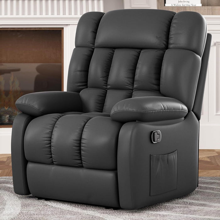 Faux Leather Manual Recliner (718690) - Black