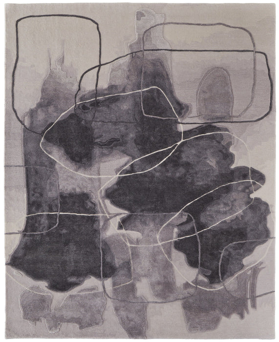 8' x 10' Abstract Hand Tufted Area Rug - Gray And Ivory