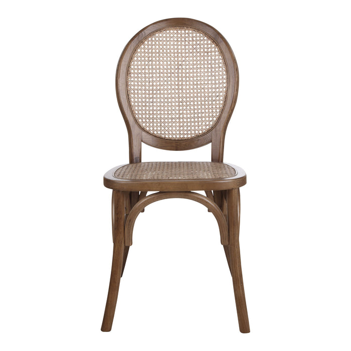Rattan King Louis Back Dining Arm Chairs (Set of 2) - Brown
