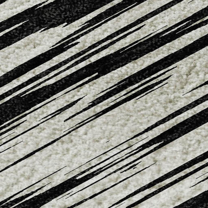 10' X 14' Striped Washable Area Rug With UV Protection (675570) - Black / Ivory