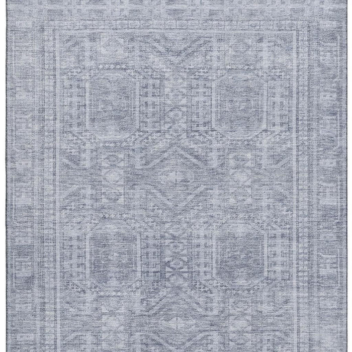 10' X 14' Geometric Washable Area Rug With UV Protection (708145) - Sky Blue / Gray