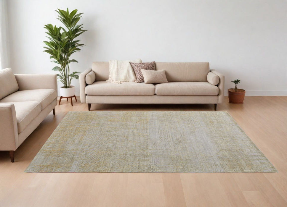 8' x 10' Abstract Hand Woven Area Rug - Yellow And Ivory