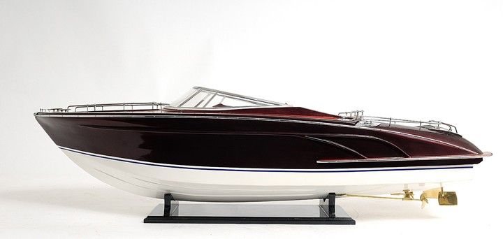 Hand Painted Riva Rivarama Luxury Yacht Exclusive Edition Model Boat - Black / White