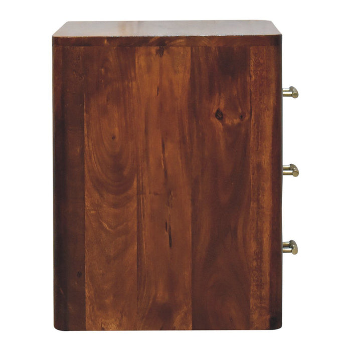 18" Solid Wood Three Drawer Nightstand - Brown
