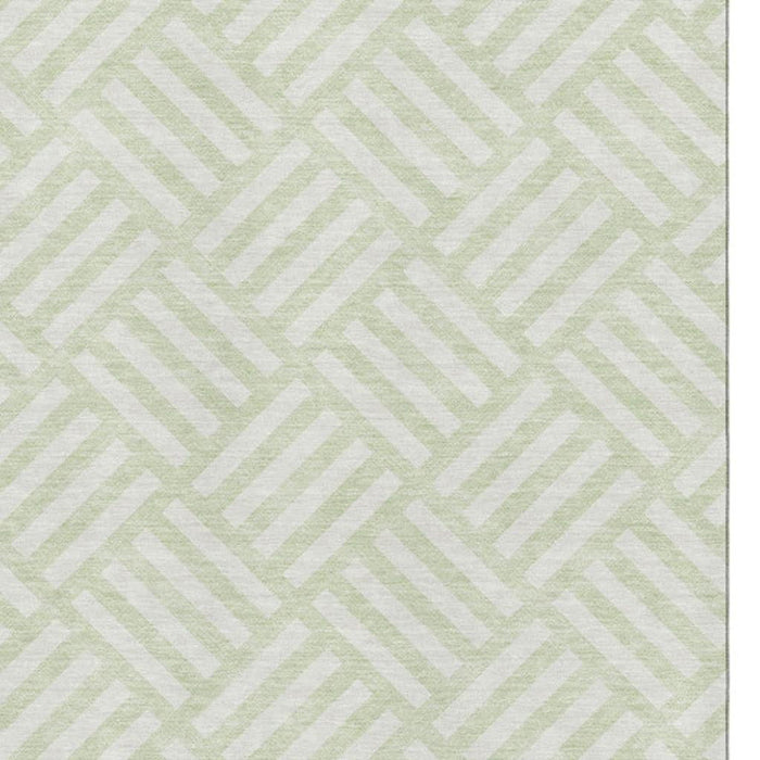 10' X 14' Geometric Washable Area Rug With UV Protection (652383) - Mint Green / Ivory