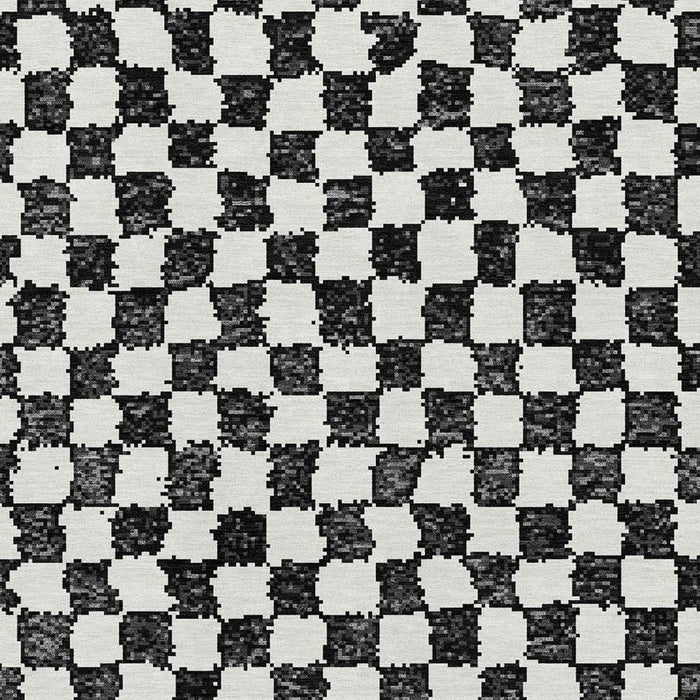 10' X 14' Geometric Washable Area Rug With UV Protection (709372) - Black / Ivory