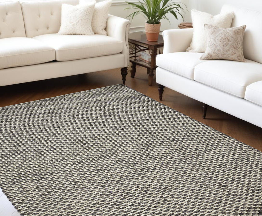 10' x 13' Wool Floral Hand Woven Area Rug - Gray And Ivory