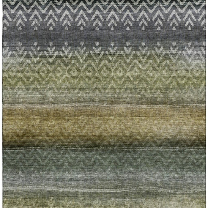 10' X 14' Geometric Washable Area Rug With UV Protection (715651) - Green / Charcoal