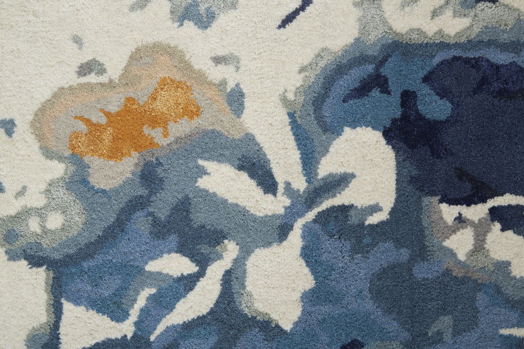 9' x 12' Wool Floral Hand Tufted Area Rug - Blue