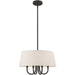20-inch bronze metal chandelier with four cream shades, dimmable lighting, designed by HomeRoots, suitable for elegant interior decor.