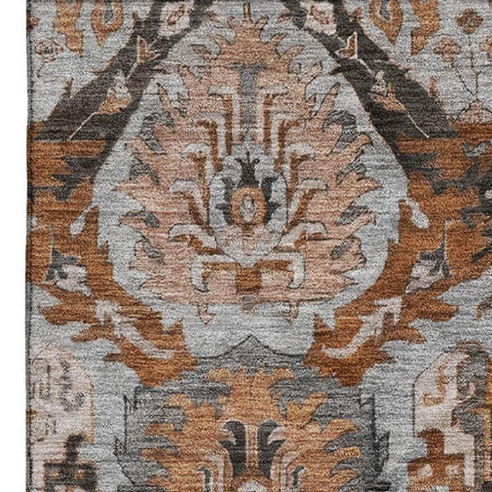 10' X 14' Washable Area Rug With UV Protection (708181) - Rust / Charcoal / Beige