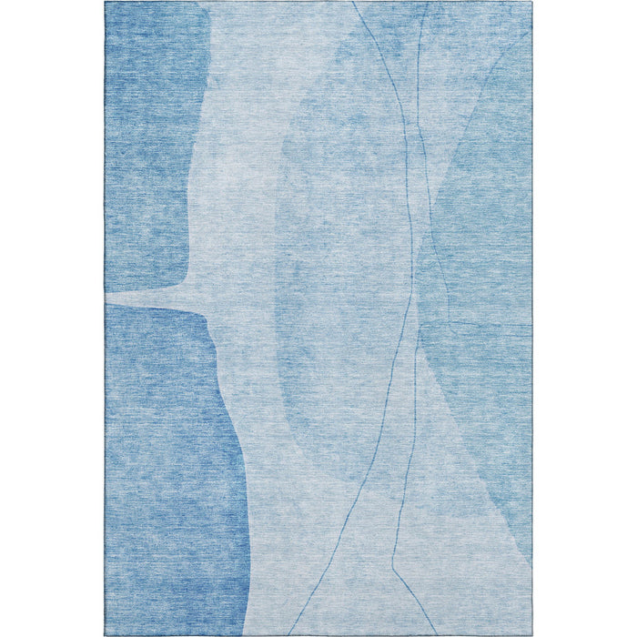 10' X 14' Abstract Washable Area Rug With UV Protection (656561) - Blue / Ivory