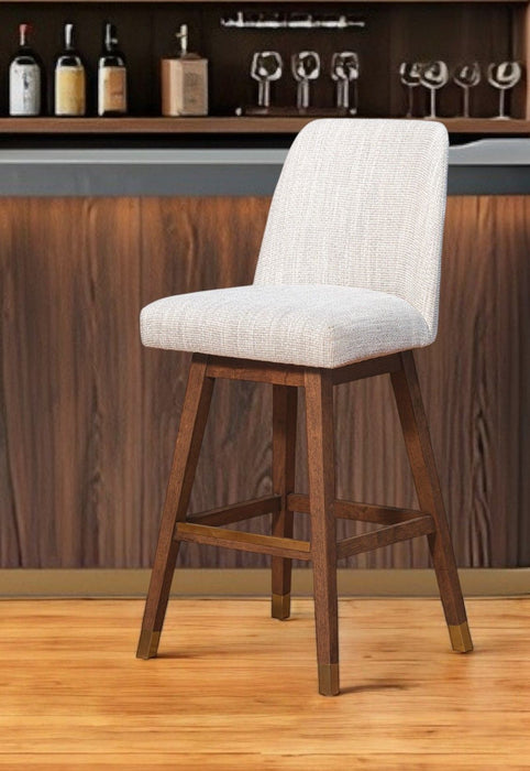 Solid Wood Swivel Bar Height Bar Chair - Beige And Brown