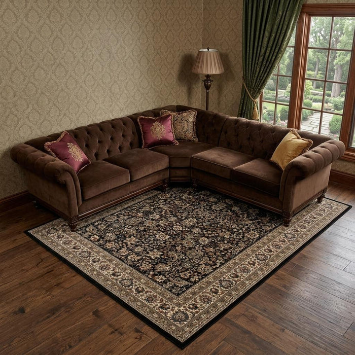 8' X 11' Oriental Area Rug (574344) - Black / Ivory