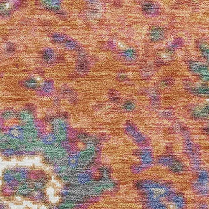 10' X 14' Oriental Washable Area Rug With UV Protection (710987) - Orange / Blue / Pink