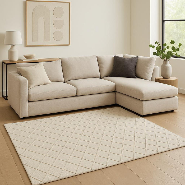 8' X 10' Wool Geometric Hand Woven Area Rug (573167) - Ivory