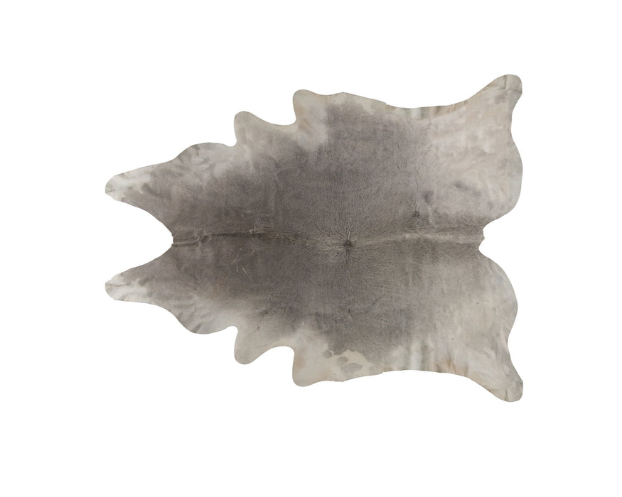 6' x 7' Cowhide Hand Knotted Area Rug - White And Gray