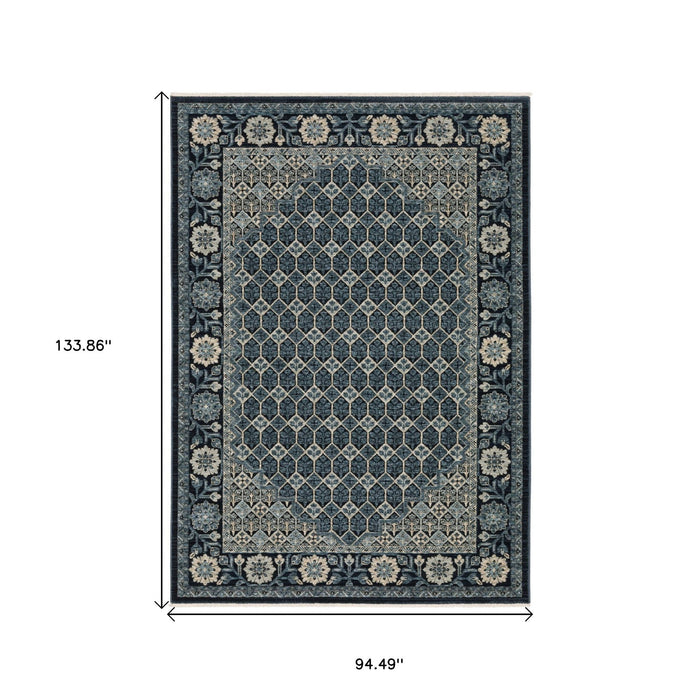 8' X 11' Oriental Area Rug With Fringe - Ivory