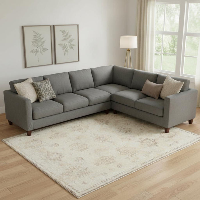 8' X 10' Abstract Washable Non Skid Area Rug (534014) - Beige / Ivory