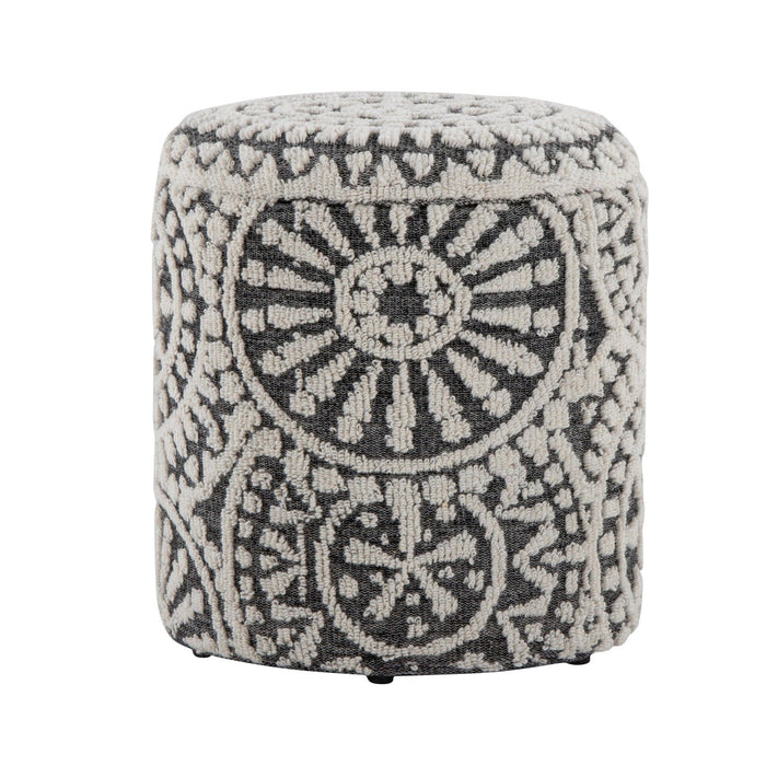 Tahoe - Mosaic Ottoman - Black Wool, Ivory Wool