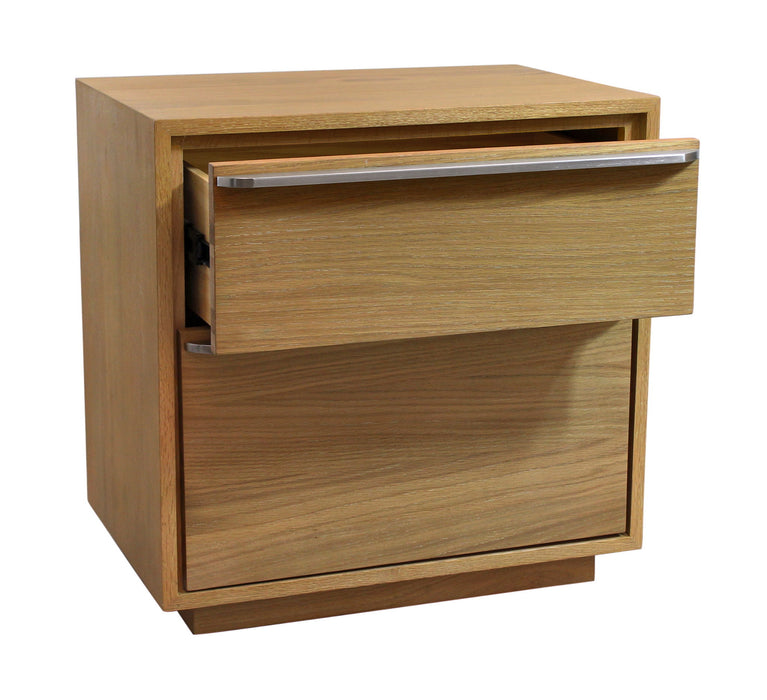 24" Solid And Manufactured Wood Two Drawer Nightstand - Natural