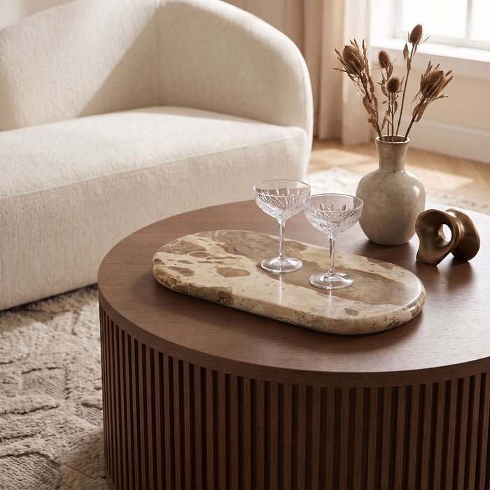 Genuine marble tray by Meridian Furniture with sleek, polished surface and rectangular shape for elegant home decor.