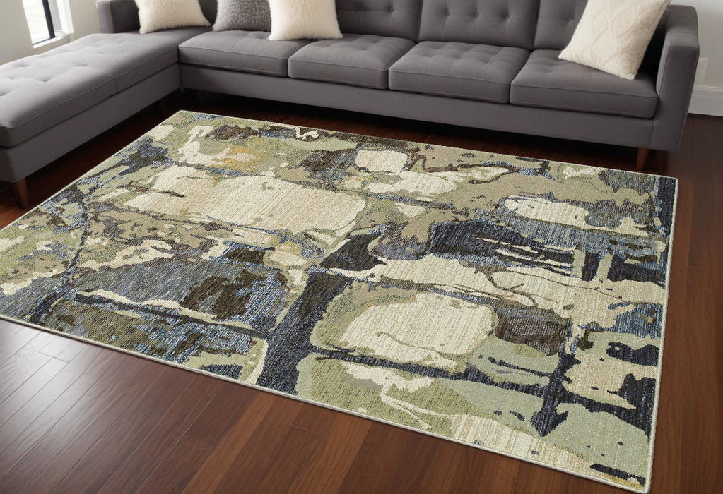 8.5' x 12.1' Abstract Power Loom Area Rug - Blue And Gray